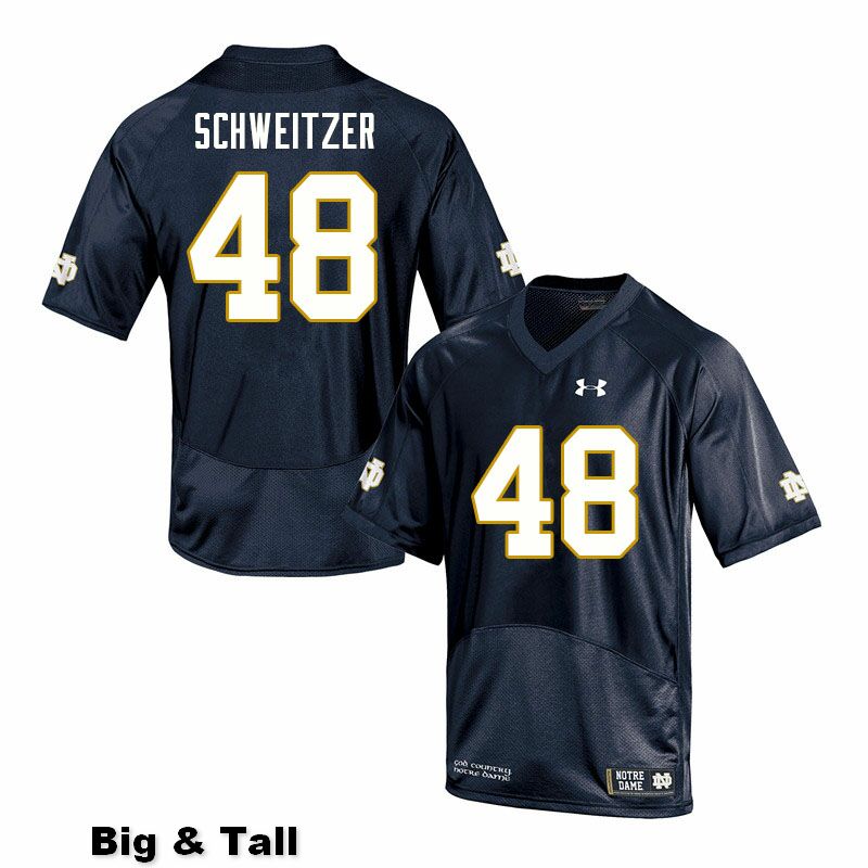 Men's NCAA Notre Dame Fighting Irish #48 Will Schweitzer Stitched College Under Armour Authentic Navy Big & Tall Football Jersey XY10I32PS